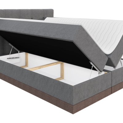 Boxspringová manželská postel 180x200 SANDIA - růžová / hnědá + topper ZDARMA