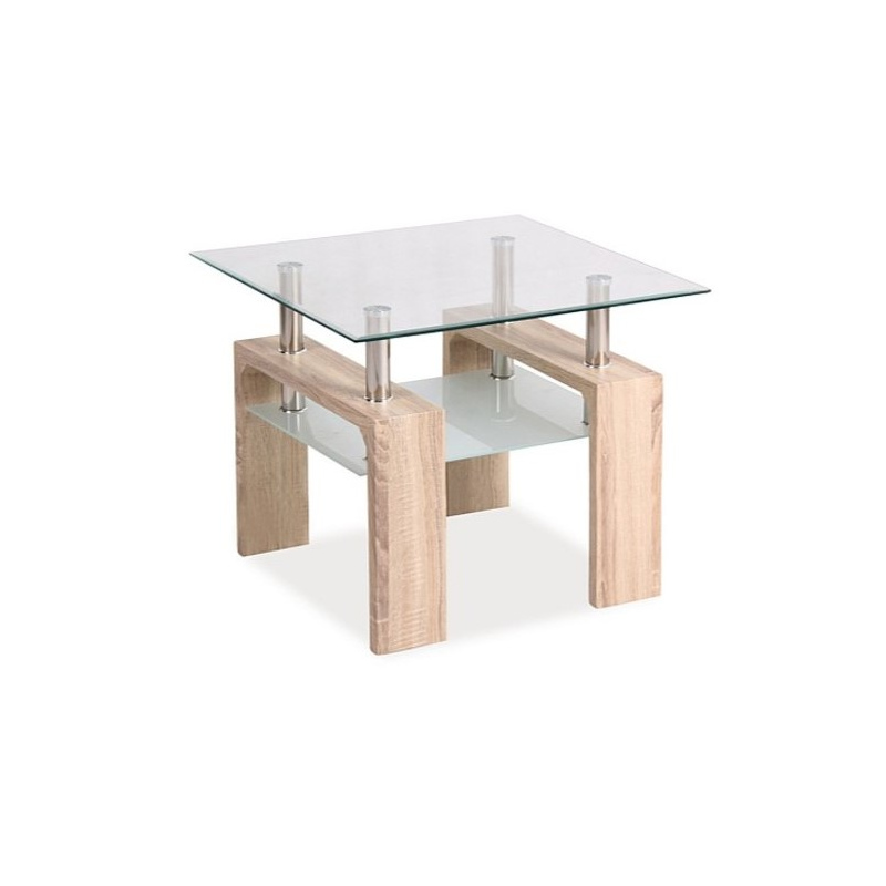 Malý konferenční stolek LACO - transparentní / dub sonoma
