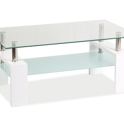Konferenční stolek LACO - transparentní / lesklý bílý