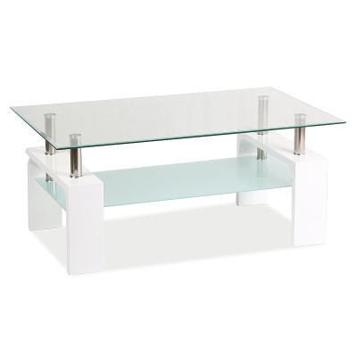 Konferenční stolek LACO - transparentní / lesklý bílý