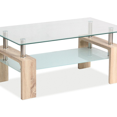 Konferenční stolek LACO - transparentní / dub sonoma