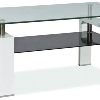 Velký konferenční stolek LACO - transparentní / lesklý bílý