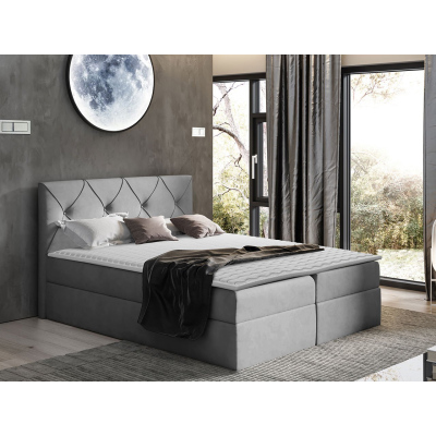 Americká manželská postel 200x200 LITZY 1 - světlá šedá + topper ZDARMA