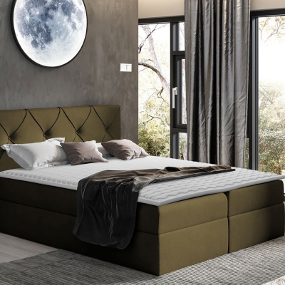 Americká manželská postel 180x200 LITZY 1 - khaki + topper ZDARMA