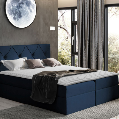 Americká manželská postel 180x200 LITZY 1 - modrá + topper ZDARMA