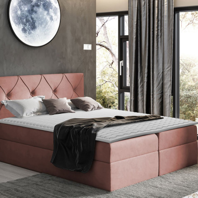 Americká manželská postel 180x200 LITZY 1 - růžová + topper ZDARMA
