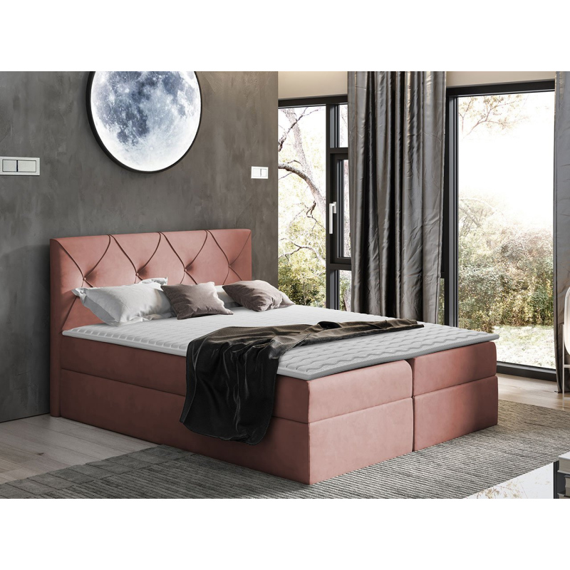 Americká manželská postel 160x200 LITZY 1 - růžová + topper ZDARMA