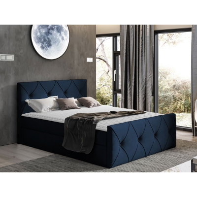 Kontinentální manželská postel 200x200 LITZY 2 - modrá + topper ZDARMA