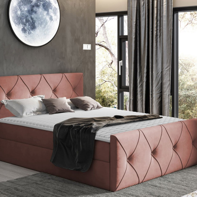 Kontinentální manželská postel 160x200 LITZY 2 - růžová + topper ZDARMA