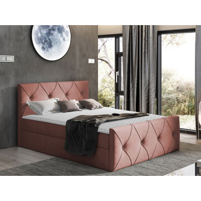 Kontinentální manželská postel 160x200 LITZY 2 - růžová + topper ZDARMA