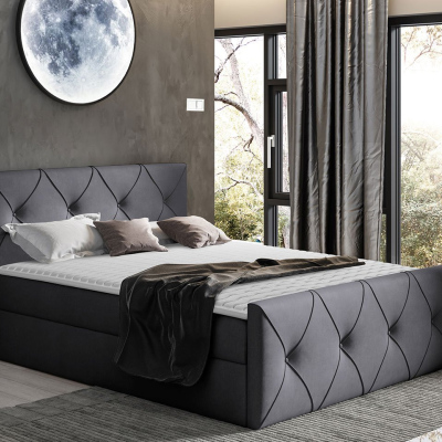 Kontinentální manželská postel 140x200 LITZY 2 - šedá + topper ZDARMA