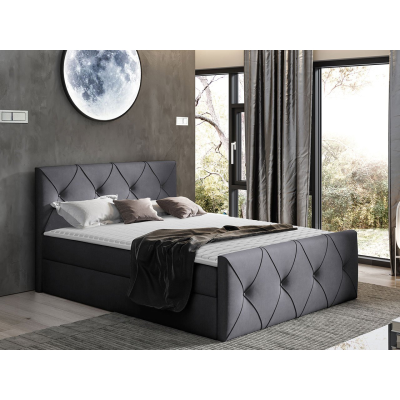 Kontinentální manželská postel 140x200 LITZY 2 - šedá + topper ZDARMA