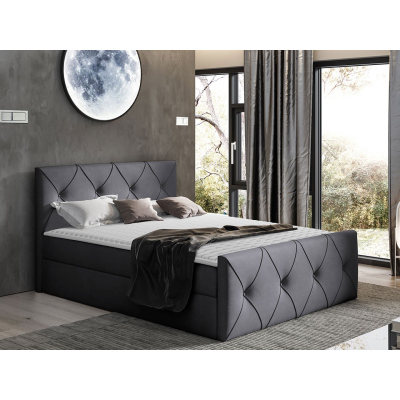 Kontinentální manželská postel 140x200 LITZY 2 - šedá + topper ZDARMA
