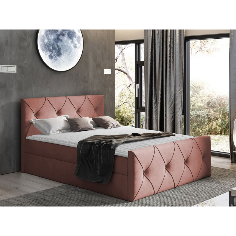 Kontinentální manželská postel 140x200 LITZY 2 - růžová + topper ZDARMA