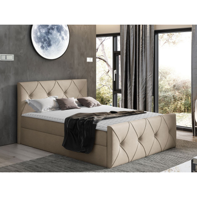 Kontinentální jednolůžková postel 120x200 LITZY 2 - béžová + topper ZDARMA