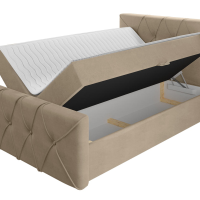 Kontinentální manželská postel 200x200 LITZY 2 - khaki + topper ZDARMA