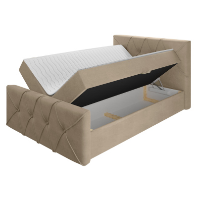 Kontinentální jednolůžková postel 120x200 LITZY 2 - béžová + topper ZDARMA
