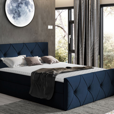 Kontinentální manželská postel 160x200 LITZY 2 - modrá + topper ZDARMA