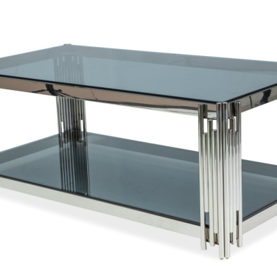 Konferenční stolek FRYDERYK - sklo / stříbrný