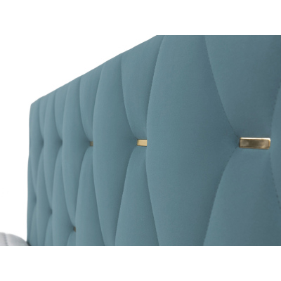 Boxspringová dvoulůžková postel 180x200 LUELA - modrá + topper ZDARMA