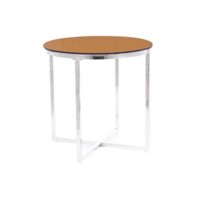 Odkládací stolek LIONEL - jantarové sklo, stříbrný