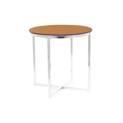 Odkládací stolek LIONEL - jantarové sklo, stříbrný