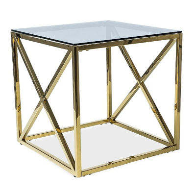 Odkládací stolek LAZARUS - sklo / zlatý