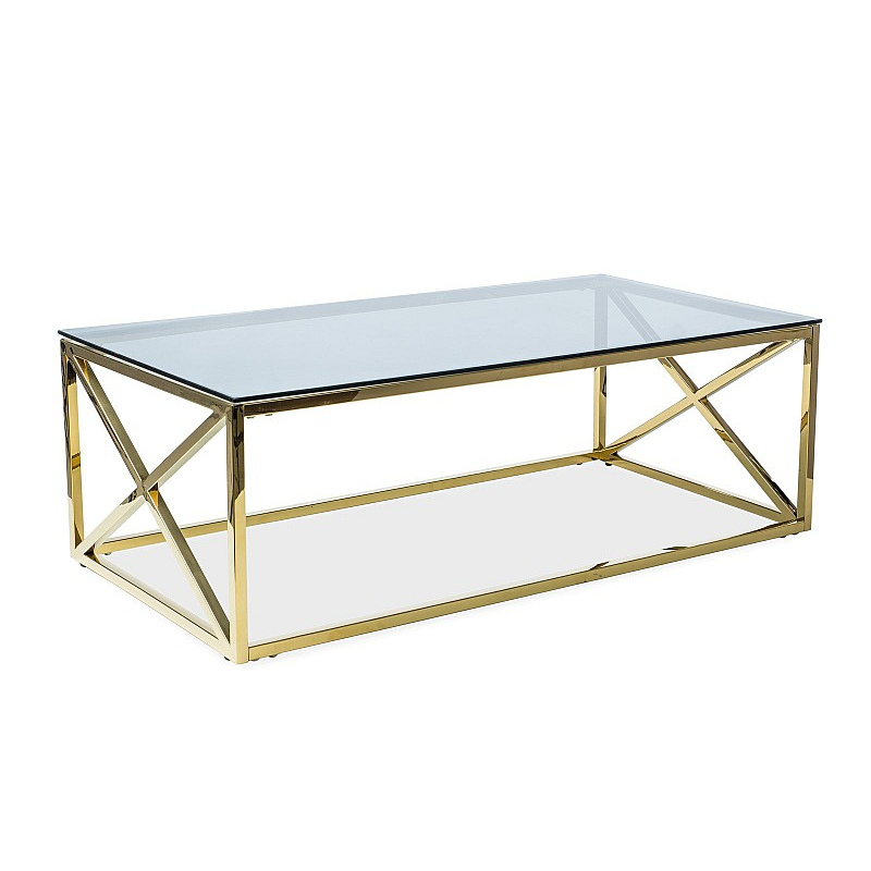 Konferenční stolek LAZARUS - sklo / zlatý