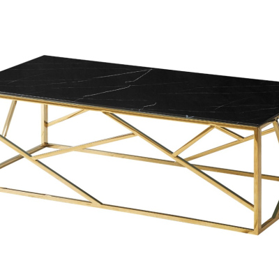 Designový konferenční stolek PIM 2 - černý mramor / zlatý