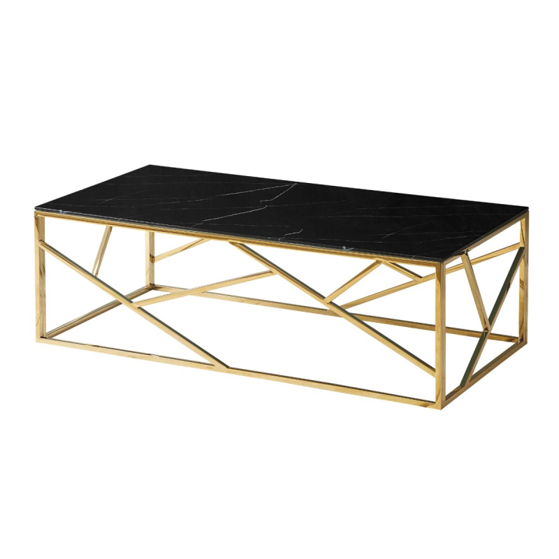 Designový konferenční stolek PIM 2 - černý mramor / zlatý