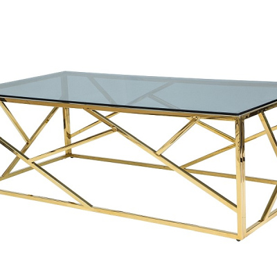 Designový konferenční stolek PIM 1 - transparentní / zlatý