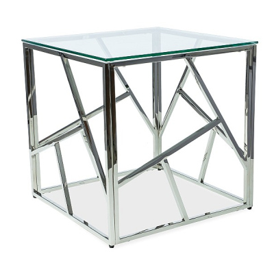 Designový odkládací stolek PIM 1 - transparentní / stříbrný