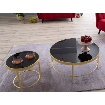 Odkládací stolek MARINUS - černý / zlatý