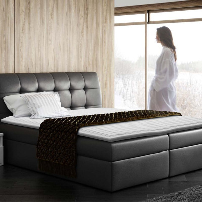 Hotelová jednolůžková postel 120x200 LUPE - černá ekokůže + topper ZDARMA