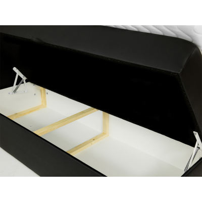 Hotelová manželská postel 200x200 LUPE - černá ekokůže + topper ZDARMA