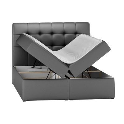Hotelová manželská postel 140x200 LUPE - šedá ekokůže + topper ZDARMA