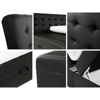 Hotelová manželská postel 160x200 LUPE - šedá ekokůže + topper ZDARMA