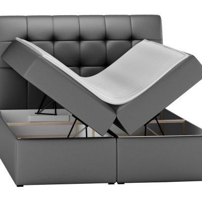 Hotelová jednolůžková postel 120x200 LUPE - šedá ekokůže + topper ZDARMA