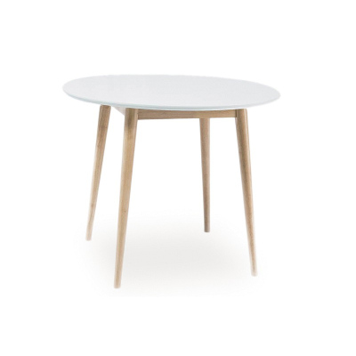 Malý jídelní stůl ZBIGNIEW - bílý / bělený dub