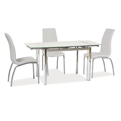 Rozkládací jídelní stůl KAMIL - 100x70, bílý / chrom