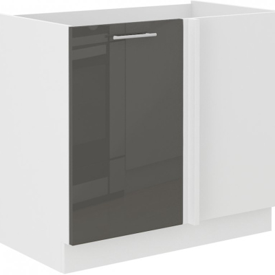 Prodloužená rohová skříňka LAJLA - šířka 105 cm, šedá / bílá