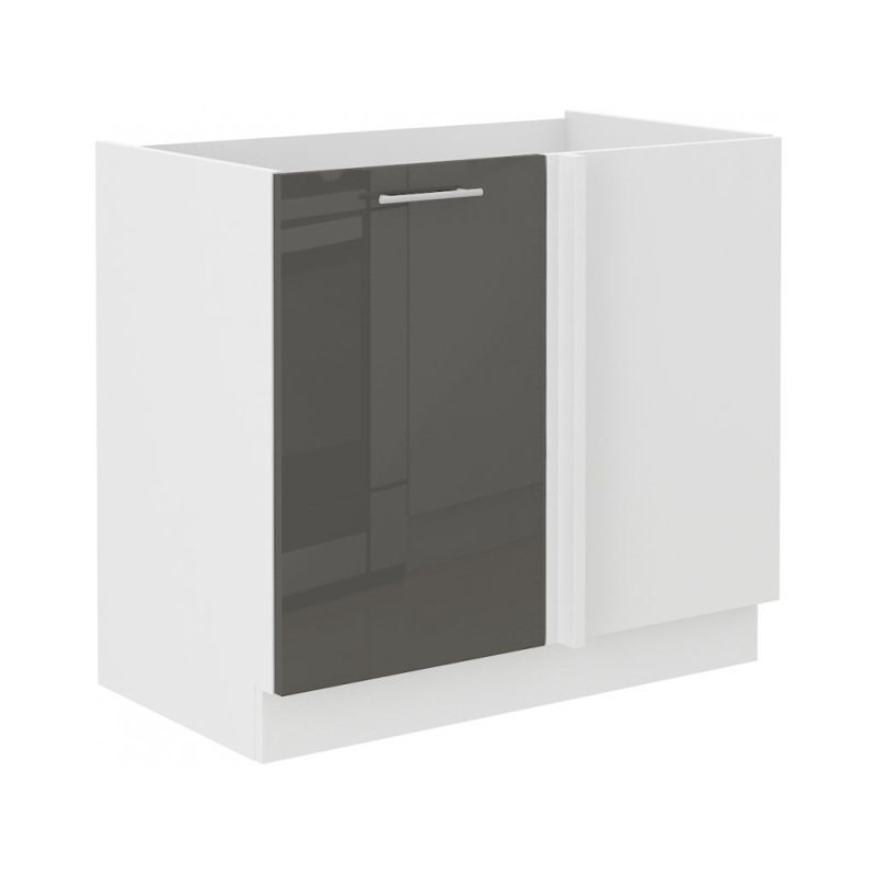 Prodloužená rohová skříňka LAJLA - šířka 105 cm, šedá / bílá