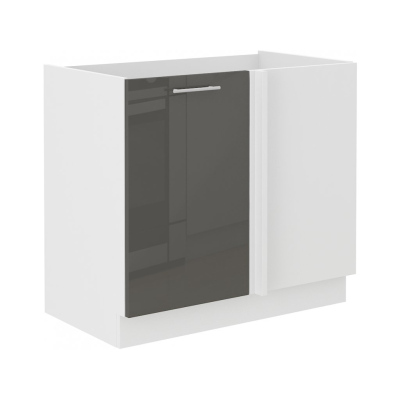 Prodloužená rohová skříňka LAJLA - šířka 105 cm, šedá / bílá