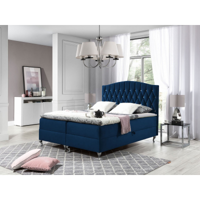 Kontinentální manželská postel 180x200 SALOMON - modrá 2 + topper ZDARMA