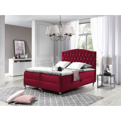 Kontinentální manželská postel 180x200 SALOMON - červená + topper ZDARMA
