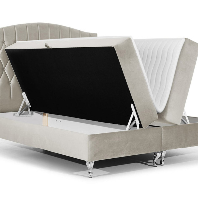 Kontinentální manželská postel 180x200 SALOMON - béžová + topper ZDARMA