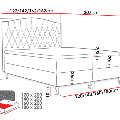 Kontinentální manželská postel 180x200 SALOMON - béžová + topper ZDARMA