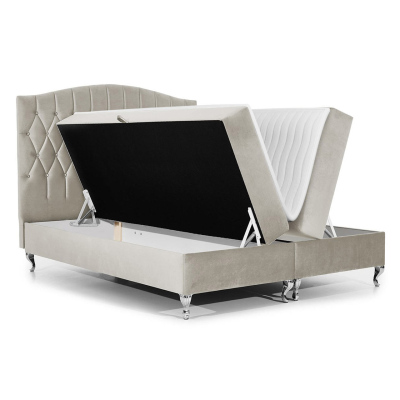 Kontinentální manželská postel 140x200 SALOMON - světlá modrá + topper ZDARMA