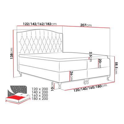 Kontinentální manželská postel 160x200 SALOMON - červená + topper ZDARMA