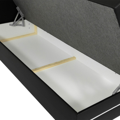 Boxspringová manželská postel 180x200 MARIELA - šedá ekokůže + topper a LED osvětlení ZDARMA